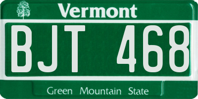 VT license plate BJT468