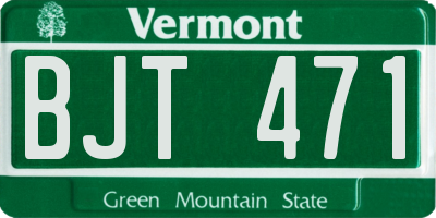 VT license plate BJT471