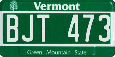 VT license plate BJT473