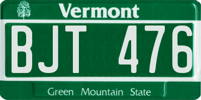 VT license plate BJT476