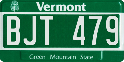 VT license plate BJT479