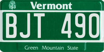 VT license plate BJT490