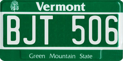 VT license plate BJT506