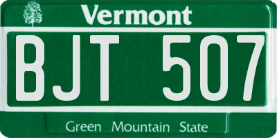 VT license plate BJT507