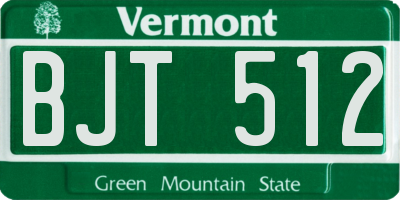 VT license plate BJT512