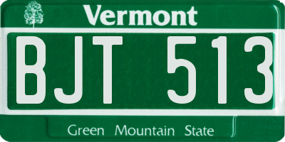 VT license plate BJT513