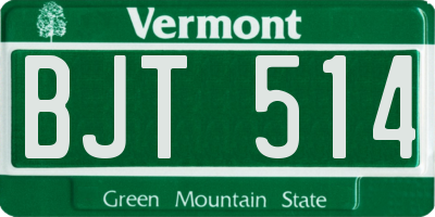 VT license plate BJT514