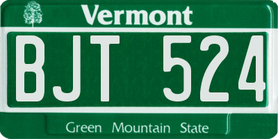 VT license plate BJT524