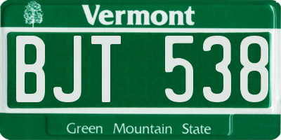 VT license plate BJT538