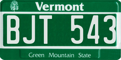 VT license plate BJT543