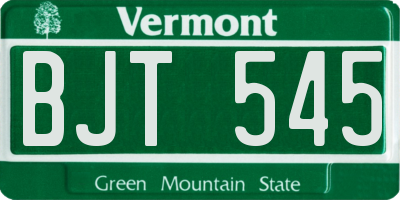VT license plate BJT545