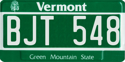 VT license plate BJT548