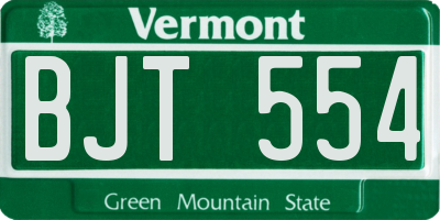 VT license plate BJT554