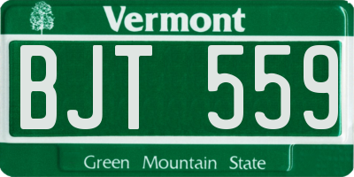 VT license plate BJT559