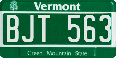 VT license plate BJT563