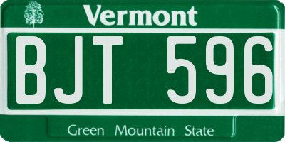 VT license plate BJT596