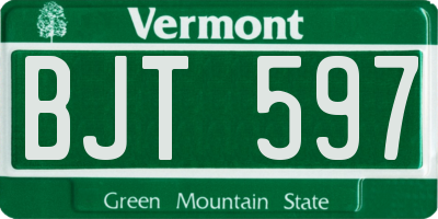 VT license plate BJT597