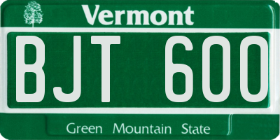 VT license plate BJT600