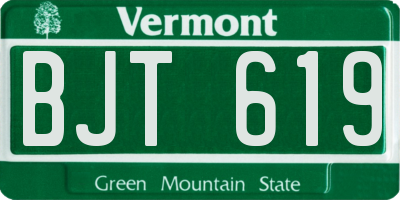 VT license plate BJT619
