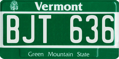 VT license plate BJT636