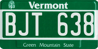 VT license plate BJT638
