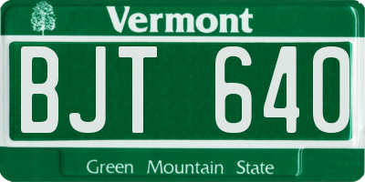 VT license plate BJT640