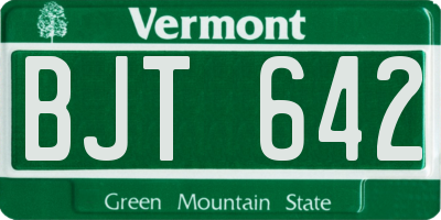 VT license plate BJT642