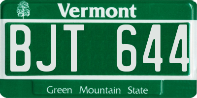 VT license plate BJT644