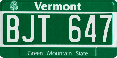 VT license plate BJT647