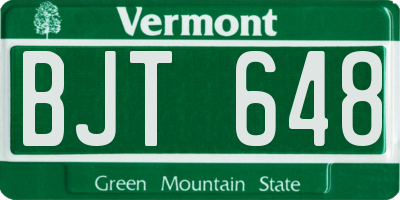 VT license plate BJT648
