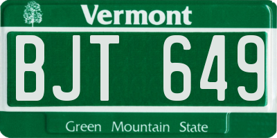 VT license plate BJT649