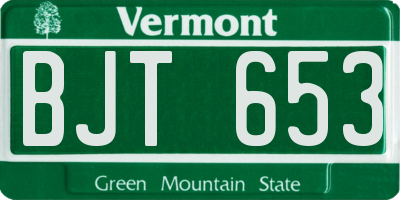 VT license plate BJT653