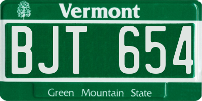 VT license plate BJT654