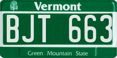VT license plate BJT663