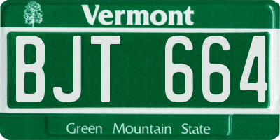 VT license plate BJT664