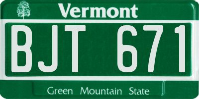 VT license plate BJT671