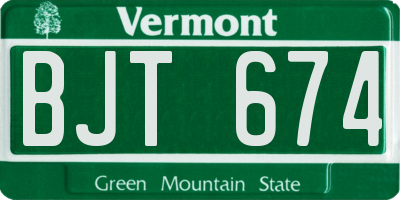 VT license plate BJT674