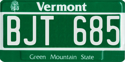 VT license plate BJT685