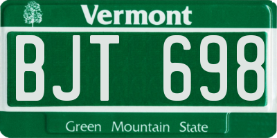 VT license plate BJT698