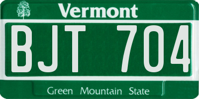 VT license plate BJT704