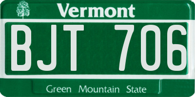 VT license plate BJT706