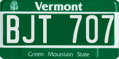 VT license plate BJT707