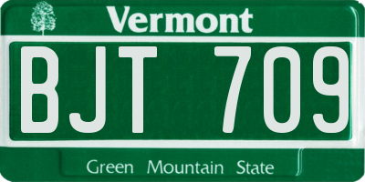 VT license plate BJT709