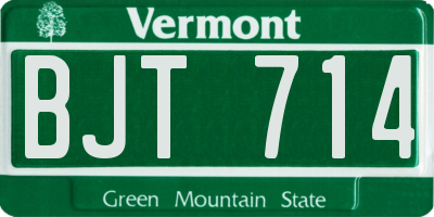 VT license plate BJT714