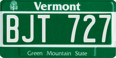 VT license plate BJT727