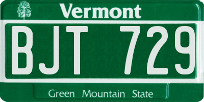 VT license plate BJT729