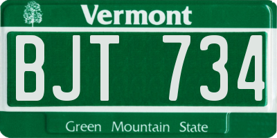 VT license plate BJT734