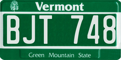 VT license plate BJT748