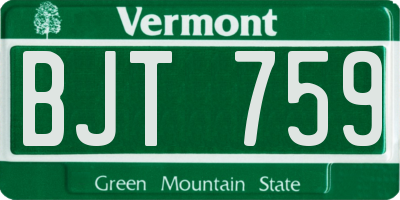 VT license plate BJT759