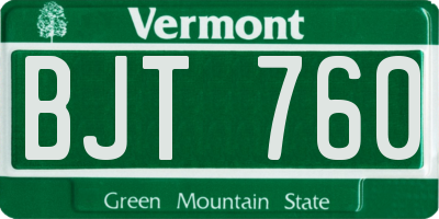 VT license plate BJT760